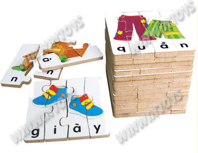 Bé ghép hình học chữ gỗ tiếng việt 2 Đức Thành Win Win Toys