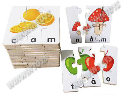 Bé ghép hình học chữ gỗ tiếng việt 1 Đức Thành Win Win Toys