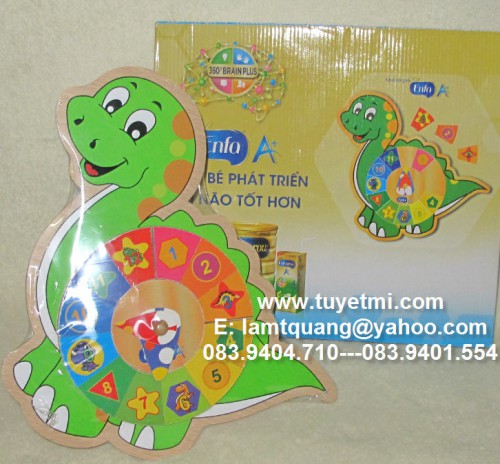Đồng hồ gỗ lắp ráp gỗ hình khủng long Enfa