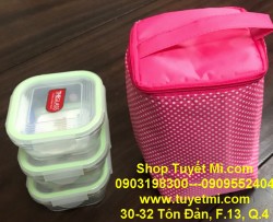 Set Lunch Bag thủy tinh cao cấp The Glass Korea HỒNG
