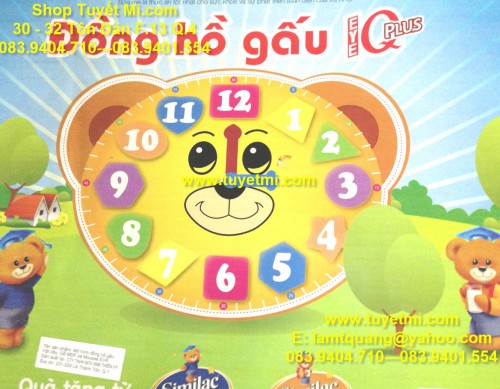 Đồng hồ gỗ hình Chú gấu IQ Abbott