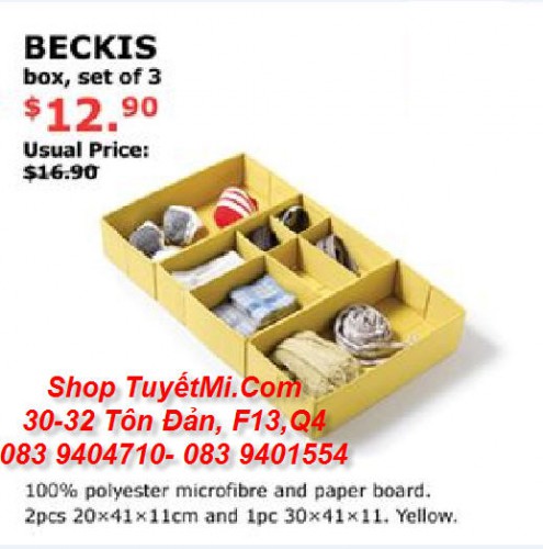 Bộ hộp chia ngăn Ikea BECKIS Yellow