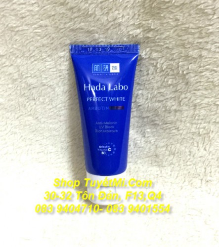 Tuýp kem rửa mặt trắng hoàn hảo Hada Labo Rohto 25g Blue