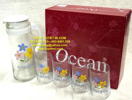 Bộ bình ly thủy tinh cao cấp Ocean Thailand 5pcs