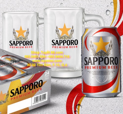 Set 2 ly bia thủy tinh Thailand cao cấp Sapporo 500ml