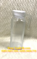 Bình thủy tinh cao cấp 1000ml dáng vuông 24cm