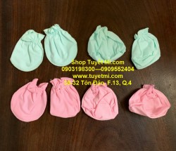Combo 2 đôi bao tay chân cotton 2 màu cho bé sơ sinh Anmum