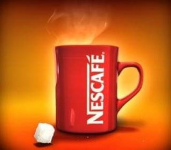 Ly sứ cao cấp Nescafe màu đỏ có quai cầm