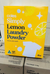 Bột giặt Úc Coles simply Lemon Laundry Powder - Hộp 4kg